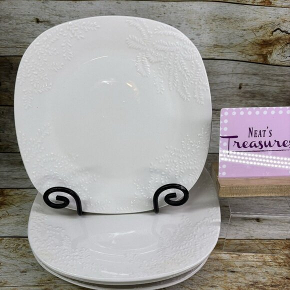 Oneida Casual Settings RETRO LEAVES White Fern Leaves Square